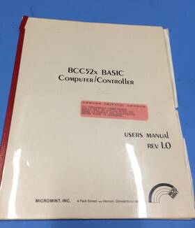 Bcc52 Micromint Vintage Basic - 52 Usersft Manual Awesome