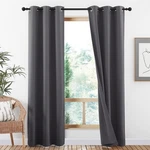 Dark Grey Full Shade Curtain Panels, Pair Of Thermal Insulated & Energy Effic.... Fixed Price $47.96.