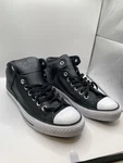 Size 8.5 - Converse Chuck Taylor All Star Street Leather High Black. Fixed Price $70.00.