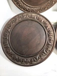 Carved Wooden Bread Board/charger 1"HIGH X 12" Diameter. Fixed Price $100.00.