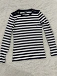 Lrl Navy White Long-sleeve Striped Shirt Quilted Shoulder Boards Gold Zippers. Fixed Price $26.99.