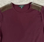 Lrl Burgundy Long Sleeve Shirt Brown Pl Quilted Shoulder Boards W/silver Zippers. Fixed Price $29.99.