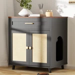 Stylish Cat Litter Box Enclosure With Scratching Board And Storage Drawer, Black. Fixed Price $166.99.