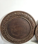 Carved Wooden Bread Board/charger 1"HIGH X 12" Diameter. Fixed Price $100.00.