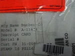 Barber Colman A-11474 Card. Fixed Price $102.71.