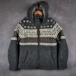 Sherpa Adventure Gear Kirtipur Sweater Jacket Mens Small Gray Lambswool Hooded. Fixed Price $75.98.