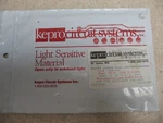Kepro Copper Laminate 4" X 6" .062" FR-4 1OZ Photosensitized KC2-46G Dfd-type. Fixed Price $9.99.