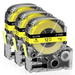 3X Epson Tape Cartridge Strong Adhesive 12MM Transparent Label/black SC12YW. Fixed Price $13.79.