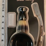 Uncle Henry Shaving Kit Straight Razor, Brush, Mug, 5 Blades, Black/brown. Fixed Price $25.00.